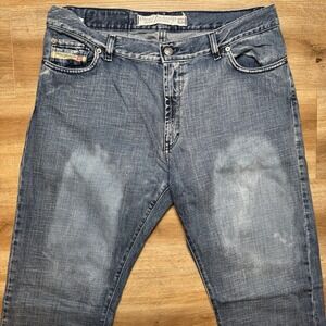 Diesel Jeans Men 38 (Fits‎ 35x34)  Blue Straight Leg Denim Washed Out Made Italy